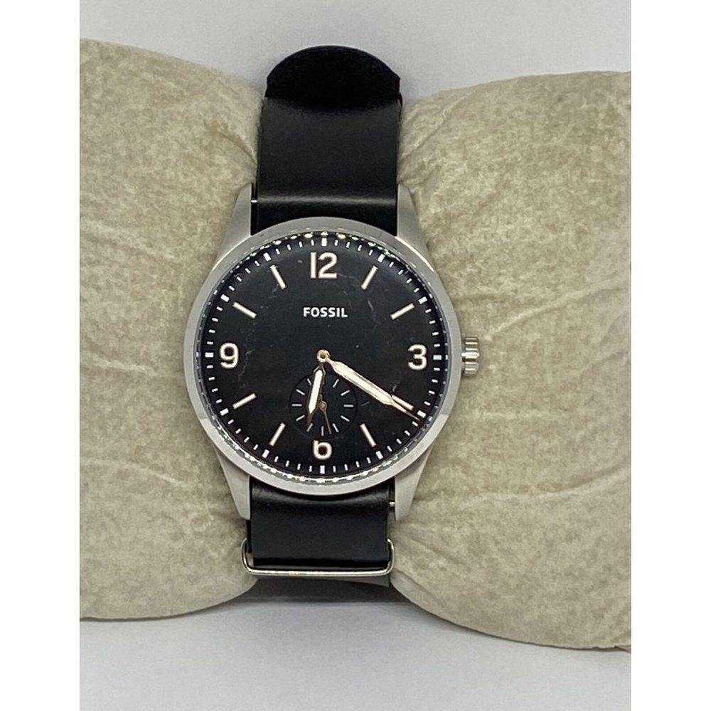Fossil FS5245 Men's Black Leather Analog Black Dia